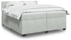 3288702 vidaXL Pat box spring cu saltea, gri deschis, 200x200 cm, catifea