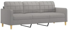 Canapea cu 3 locuri si taburet, gri deschis, 210 cm, textil Gri deschis, 228 x 77 x 80 cm