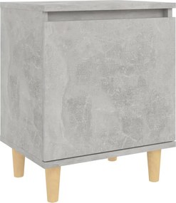 vidaXL Noptieră cu picioare din lemn masiv, gri beton, 40x30x50 cm