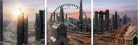 Tablou - Panorama din Dubai (cu ceas) (90x30 cm)