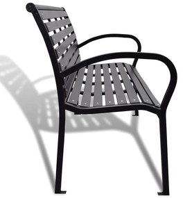 Banca de gradina, negru, 125 cm, otel si WPC