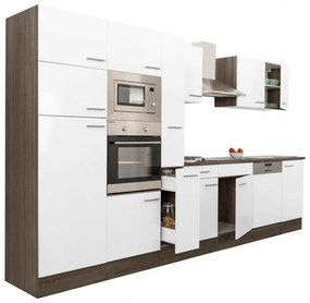 Mobilă de bucătărie Yorki 370, corp din stejar Yorki, cu față alb satinat