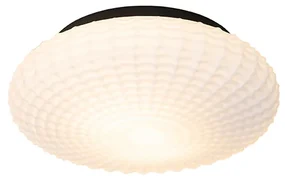 Plafoniera clasică neagră cu sticlă opalescentă 35 cm IP44 - Nohmi