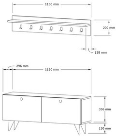 Cuier de perete cu dulap de pantofi Rupa Oak