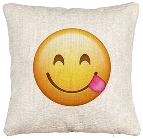 Perna Decorativa Canapea, Model Emoji cu Limba, 40x40 cm, Cu fermoar