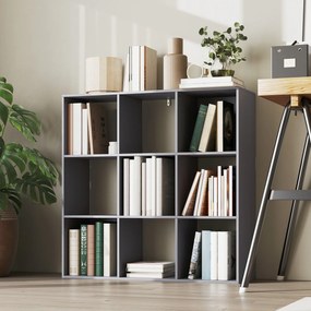 HOMCOM Bibliotecă, etajeră de depozitare în 3 niveluri cu 9 compartimente, pentru living, birou, dormitor, 91x29,5x91cm, gri | Aosom Romania