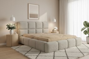 Pat tapițat Cloud 180x200 cu spațiu depozitare - bouclé bej deschis Quelle 02