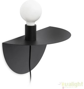 Aplica perete moderna cu raft NIT neagra dreapta 01006