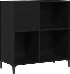 vidaXL Dulap pentru discuri de vinil Stejar Negru 84,5 x 38 x 89 cm