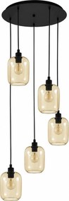 BRILAGI - lustră LED pe cablu RETRO GLASS 5xE27/60W/230V negru/maro fumuriu
