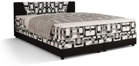 Pat matrimonial Boxspring 180 cm Linda (motiv + Negru) (cu saltea și sp. depozitare). 1046634