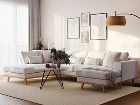 Colțar Seattle K121Beige, 295x202x85cm, Picioare: Lemn
