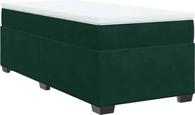 vidaXL Pat box spring cu saltea, verde închis, 90x200 cm, catifea