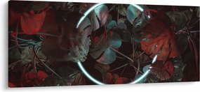 Tablou - Cerc de neon între palmieri (120x50 cm)