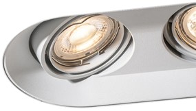 Set de 6 spoturi încastrate rotunjite albe GU10 50mm cu 2 lumini - Hubs