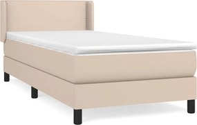 vidaXL Pat box spring cu saltea, cappuccino, 80x200 cm piele ecologică