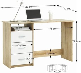 Măsuţa PC , stejar sonoma/alb, LARISTOTE 101000