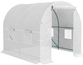 Outsunny Seră de Grădină Tip Tunel cu Cadru din Oțel și 4 Ferestre în PE 2.5x2x2m, Alb | Aosom Romania