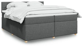 vidaXL Pat box spring cu saltea, gri închis, 200x200 cm, textil