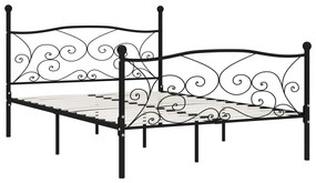 284456 vidaXL Cadru de pat cu bază din șipci, negru, 120 x 200 cm, metal