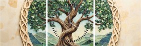 Tablou – Arborele vieții împletit (cu ceas) (90x30 cm)