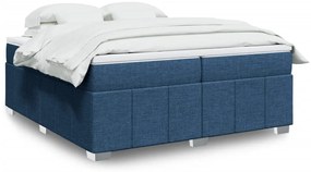 vidaXL Pat box spring cu saltea, albastru, 200x200 cm, textil