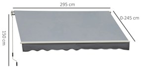 Outsunny Copertină Rulou Manuală pentru Uși și Ferestre, din Aluminiu și Poliester Anti-UV, 295x245cm, Gri | Aosom Romania