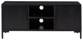 Comoda TV, negru, 110x35x48 cm, lemn de pin masiv reciclat 1, Negru, 110 x 35 x 48 cm