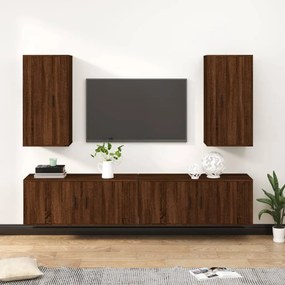 3188701 vidaXL Set dulapuri TV, 4 piese, stejar maro, lemn prelucrat