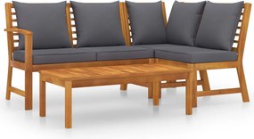 vidaXL Set mobilier de grădină cu perne, 4 piese, lemn masiv de acacia