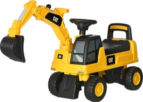 HOMCOM Excavator si compartiment de depozitare, jucarie de calarit pentru copii de la 1-3 ani fara baterie, galben | Aosom Romania