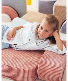 Fotoliu de copii roz cu tapițerie din catifea reiată Flip – Wigiwama