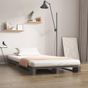 821424 vidaXL Pat din paleți Single 3FT, gri, 90x190 cm, lemn masiv de pin
