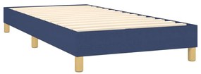 Pat box spring cu saltea, albastru, 90x200 cm, textil Albastru, 90 x 200 cm, Nasturi de tapiterie