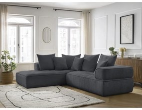 Colțar gri închis cu tapițerie din chenille (cu colț pe partea stângă/în formă de ”L”) Whesley – Bobochic Paris