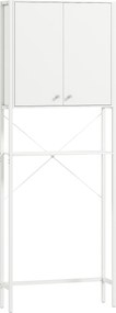 Mobilier HOMCOM pentru Baie Deasupra WC-ului cu Dulap și Raft Deschis, Mobilier Salvaspazio cu Picioare din Metal pentru Baie și Spălătorie, 64x20x180 cm, Alb | Aosom Romania