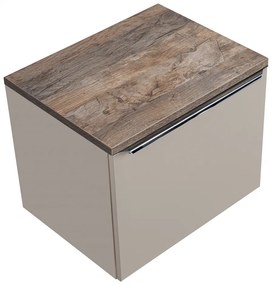Set MOBILIER BAIE SUSPENDAT Santander TAUPE 80 CM, GRI LUT LUCIOS, CU EXTENSIE MASCA LAVOAR SI EXTENSIE DULAPIOR OGLINDA