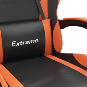 Scaun de gaming pivotant, negru si portocaliu, piele ecologica