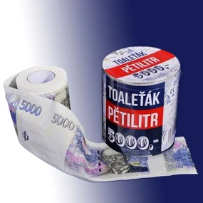 Hârtie igienică cu un motivele bancnotei de cinci mii dolari