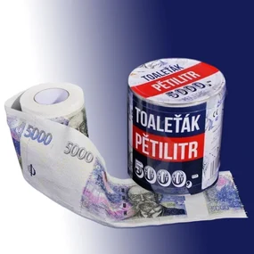 Hârtie igienică cu un motivele bancnotei de cinci mii dolari