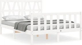 vidaXL Cadru de pat cu tăblie dublu mic, lemn masiv