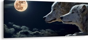 Tablou cu lupi în lună (120x50 cm)