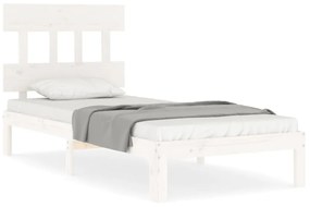 3193562 vidaXL Cadru de pat cu tăblie single, alb, lemn masiv