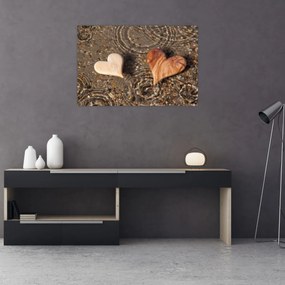 Tablou - Inimile din lemn (90x60 cm)