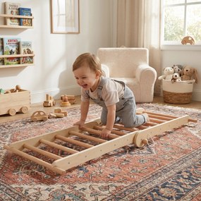 Montessori Triunghiul Pikler 3în1, natural/mix de culori, OPRIN