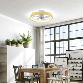 HOMCOM Ventilator de tavan cu lumină LED plafonier ventilator Ø49cm 7 pale 6 viteze luminozitate reglabilă mod vară-iarnă | Aosom Romania