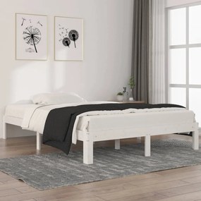 810366 vidaXL Cadru de pat, alb, 140x200 cm, lemn masiv de pin