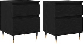 vidaXL Dulap de noapte cu sertar 2 pcs Stejar Negru 40 x 35 x 50 cm