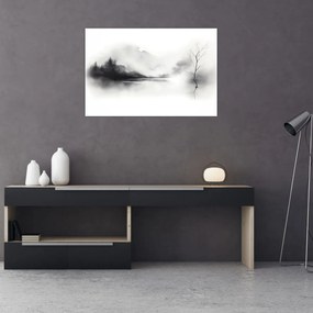 Tablou - pictură cu cerneală de peisaj (90x60 cm)
