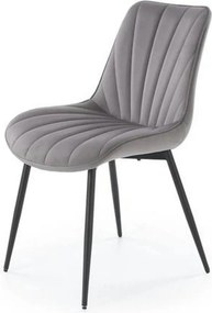 Scaun K589, gri - Bluvel 14, stofa catifelata/otel, 50x63x87 cm